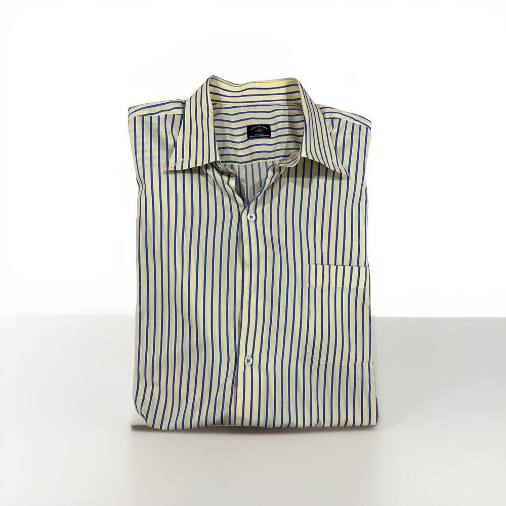 SOLEMARE MAUS AND HOFFMAN MENS DRESS SHIRT YELLOW XL 16.5 MADE IN ITALY VGC!